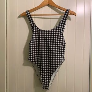 Checkered One Piece Swim Suit Size S